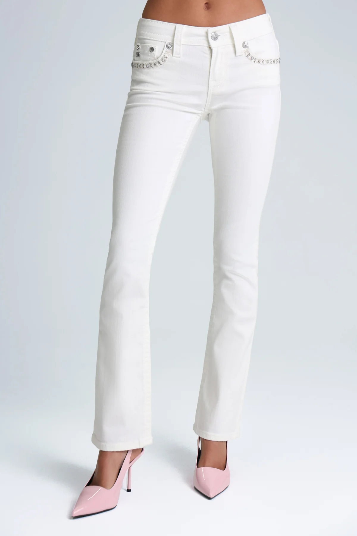 Aspen White Stitch Bootcut Jeans - Image 6