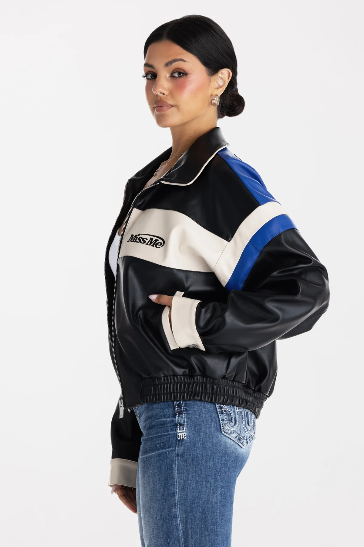 Blue Eclipse Leather Jacket - Image 3