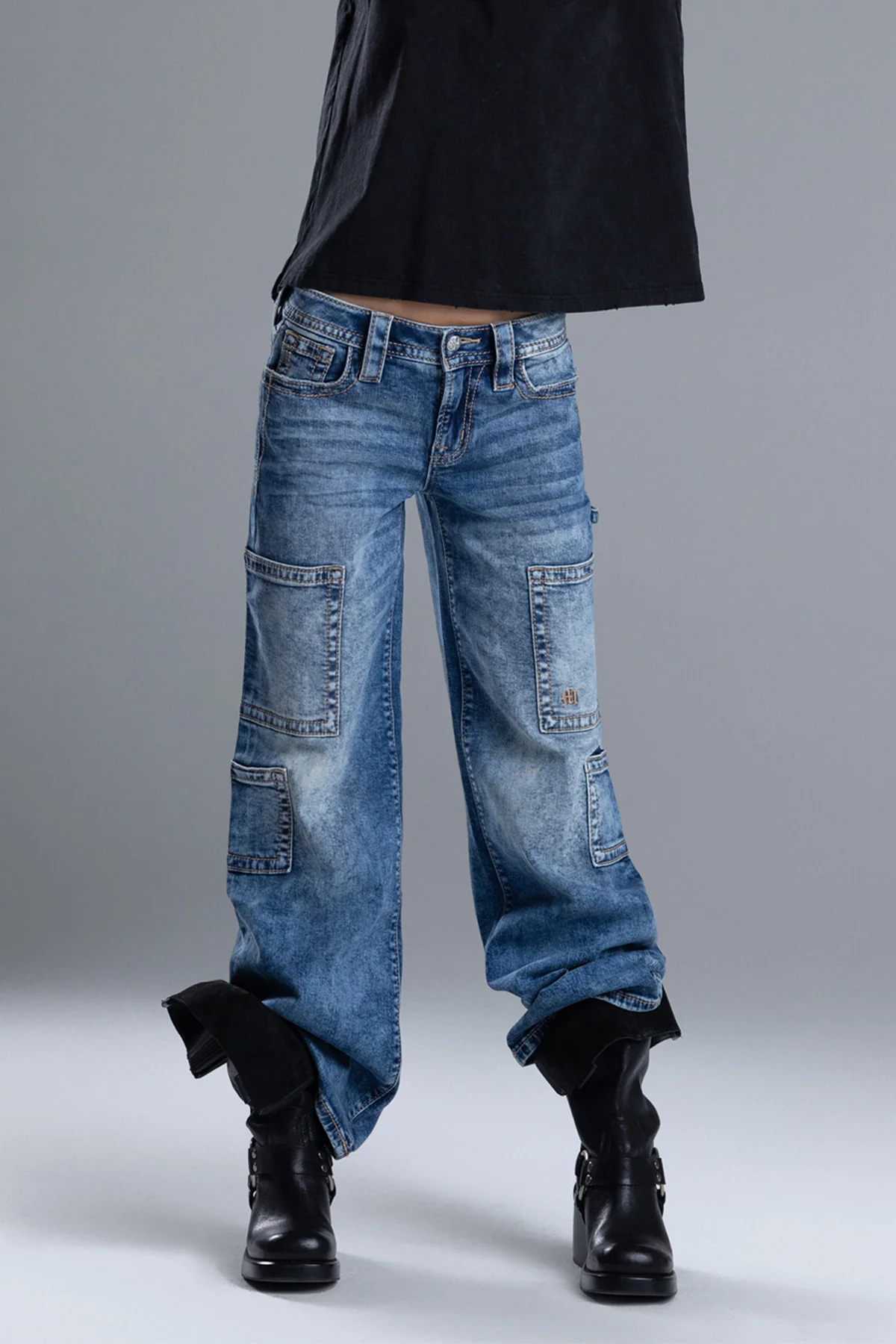 Cloud Acid Wash Utility Jeans - Image 3
