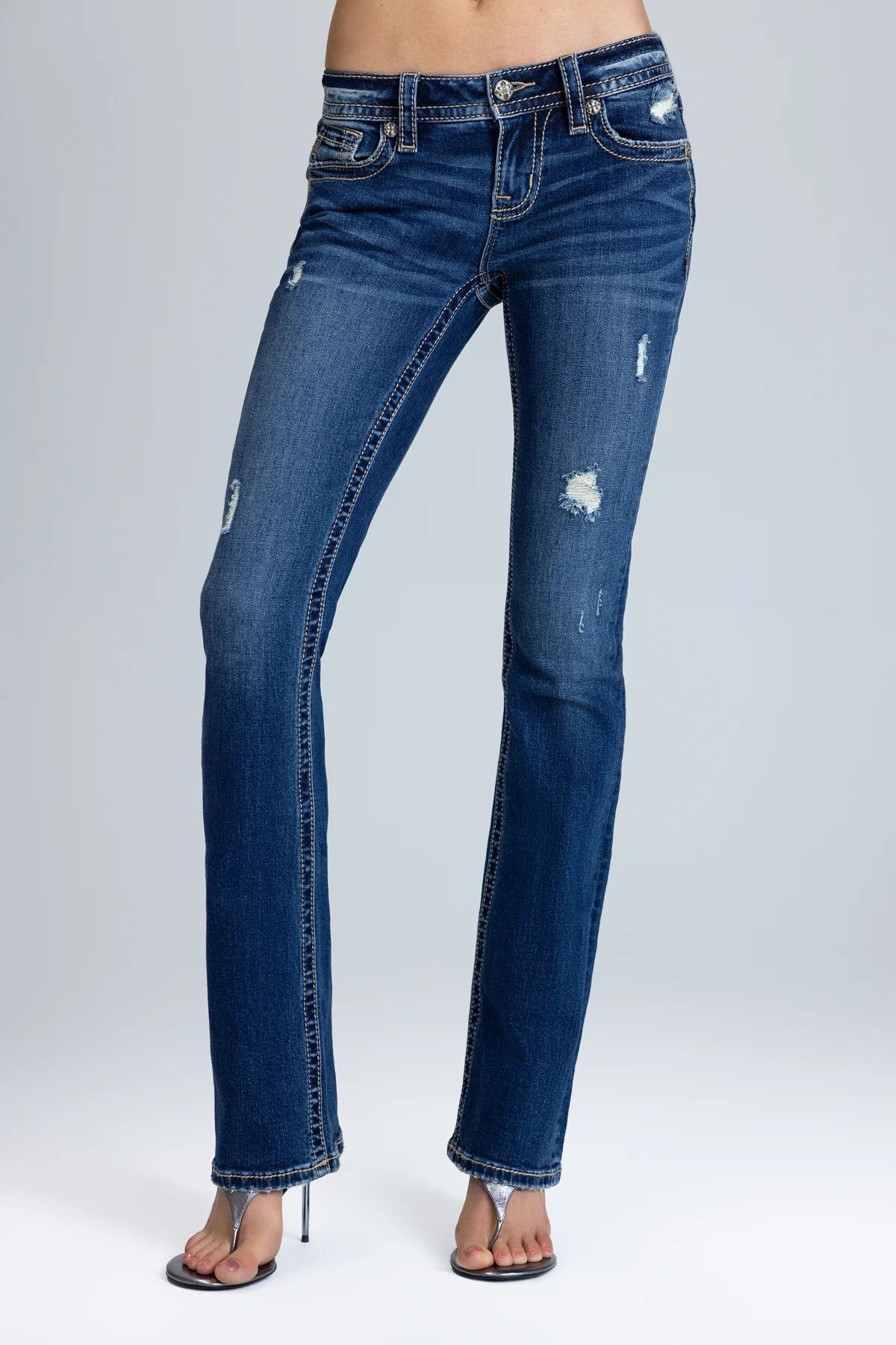 Lydia Border Stitched Low Rise Bootcut Jeans - Image 5